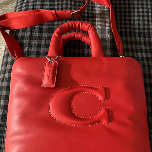 Bundle: Coach Red Pillow Tote and Coach Red Micro Wallet - Picture 2 of 16
